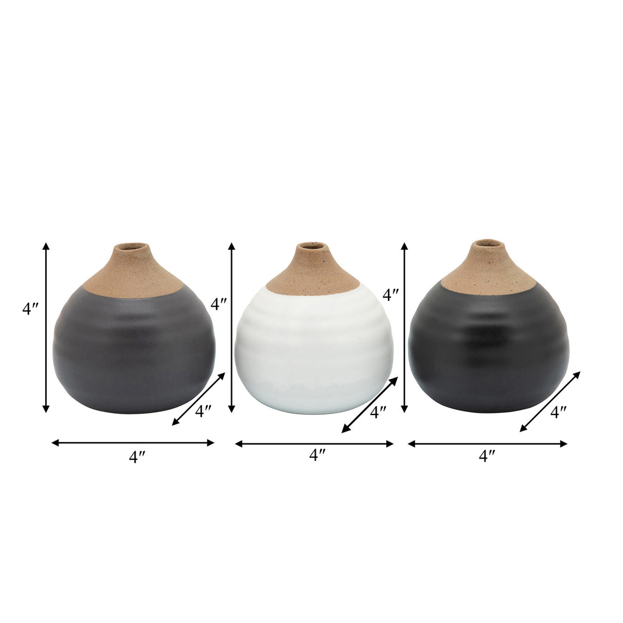 S/3 Matte Bud Vases, Black/gray/white from Sagebrook Home - Luna Furniture