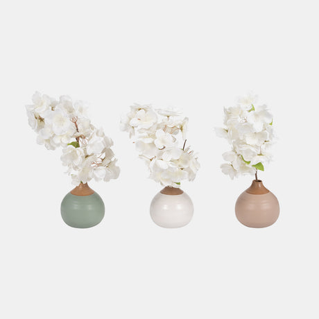 S/3 Matte Bud Vases, Creme/drk Sage/cotton White from Sagebrook Home - Luna Furniture