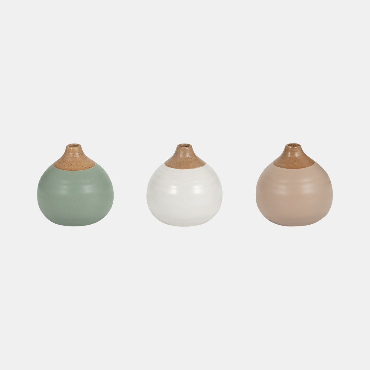 S/3 Matte Bud Vases, Creme/drk Sage/cotton White from Sagebrook Home - Luna Furniture