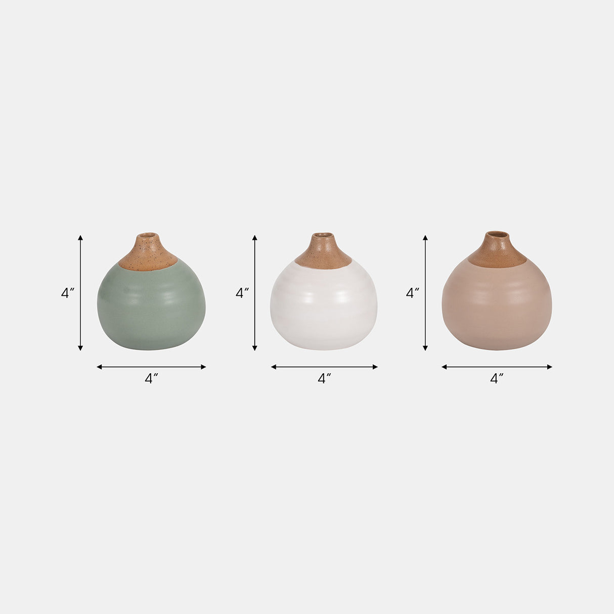 S/3 Matte Bud Vases, Creme/drk Sage/cotton White from Sagebrook Home - Luna Furniture