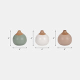 S/3 Matte Bud Vases, Creme/drk Sage/cotton White from Sagebrook Home - Luna Furniture