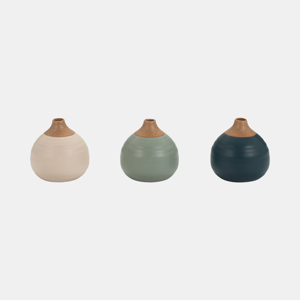 S/3 Matte Bud Vases, Deep Teal/drk Sage/cream from Sagebrook Home - Luna Furniture