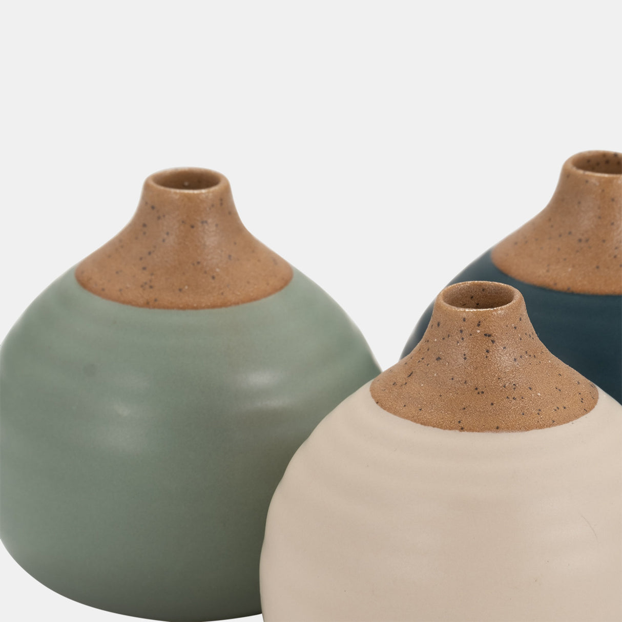 S/3 Matte Bud Vases, Deep Teal/drk Sage/cream from Sagebrook Home - Luna Furniture