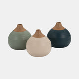 S/3 Matte Bud Vases, Deep Teal/drk Sage/cream from Sagebrook Home - Luna Furniture