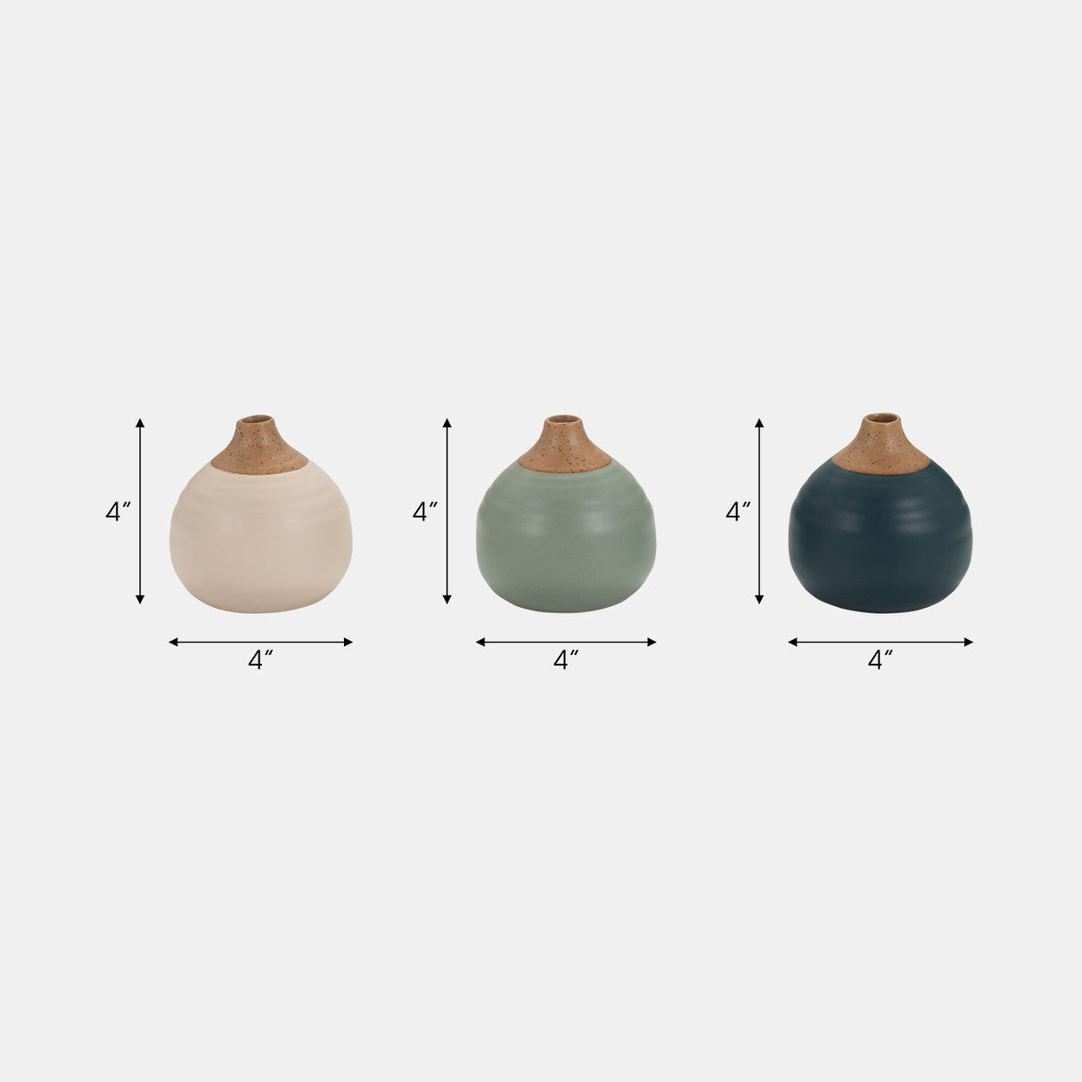 S/3 Matte Bud Vases, Deep Teal/drk Sage/cream from Sagebrook Home - Luna Furniture