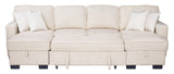 Sahara Beige Double Storage Chaise Sectional with Drop Down Cupholders from Happy Homes - Luna Furniture