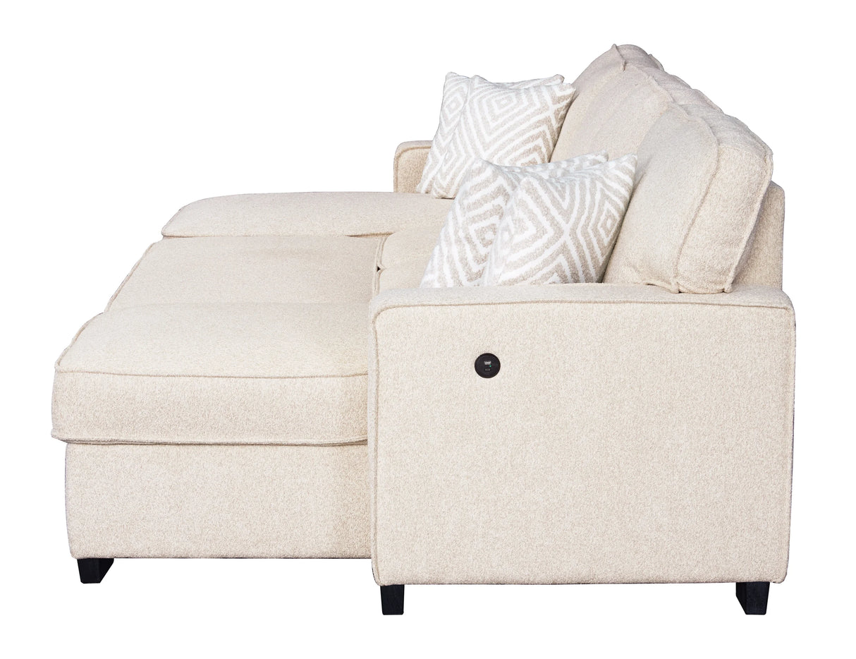 Sahara Beige Double Storage Chaise Sectional with Drop Down Cupholders from Happy Homes - Luna Furniture