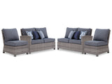 Salem Beach 2-Piece Outdoor Sectional with 2 Chairs in Gray from Ashley - Luna Furniture