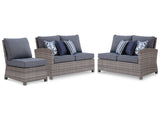 Salem Beach 2-Piece Outdoor Sectional with Chair in Gray from Ashley - Luna Furniture