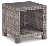 Salem Beach 3-Piece Outdoor Sectional with Chair, Coffee Table and End Table in Gray from Ashley - Luna Furniture