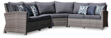 Salem Beach 3-Piece Outdoor Sectional with Coffee Table in Gray from Ashley - Luna Furniture