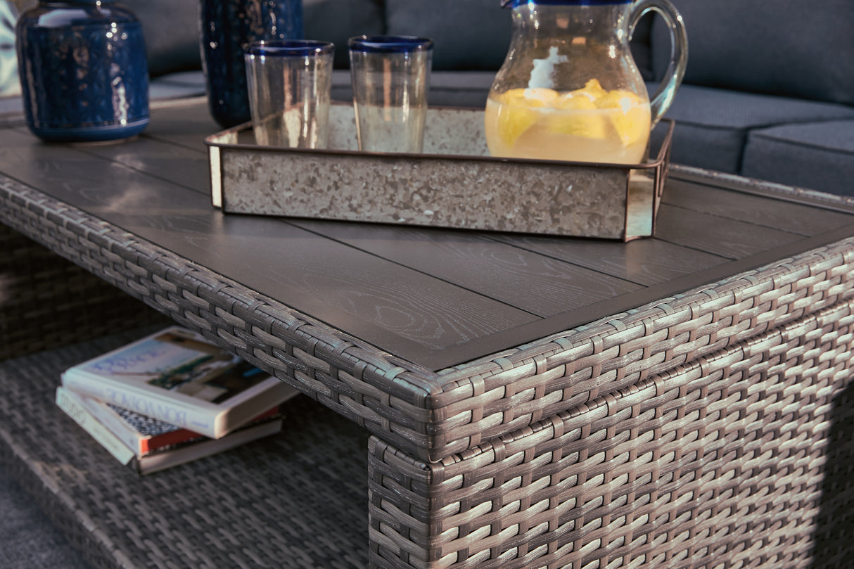 Salem Beach Outdoor Coffee Table with 2 End Tables in Gray from Ashley - Luna Furniture