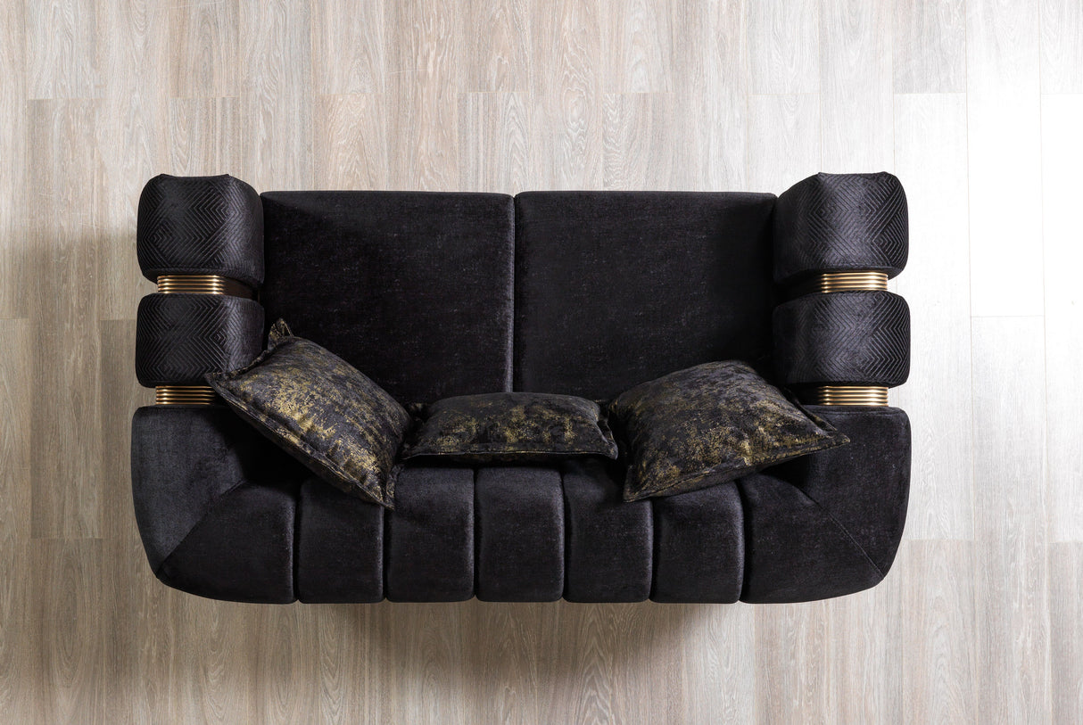 Santana Black Velvet Sofa & Loveseat  [ETA: 5/16] - SANTANABLACK-SL