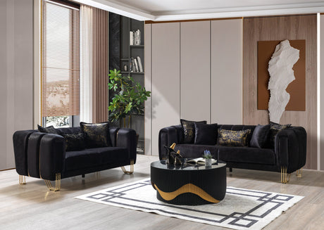 Santana Black Velvet Sofa & Loveseat  [ETA: 5/16] - SANTANABLACK-SL