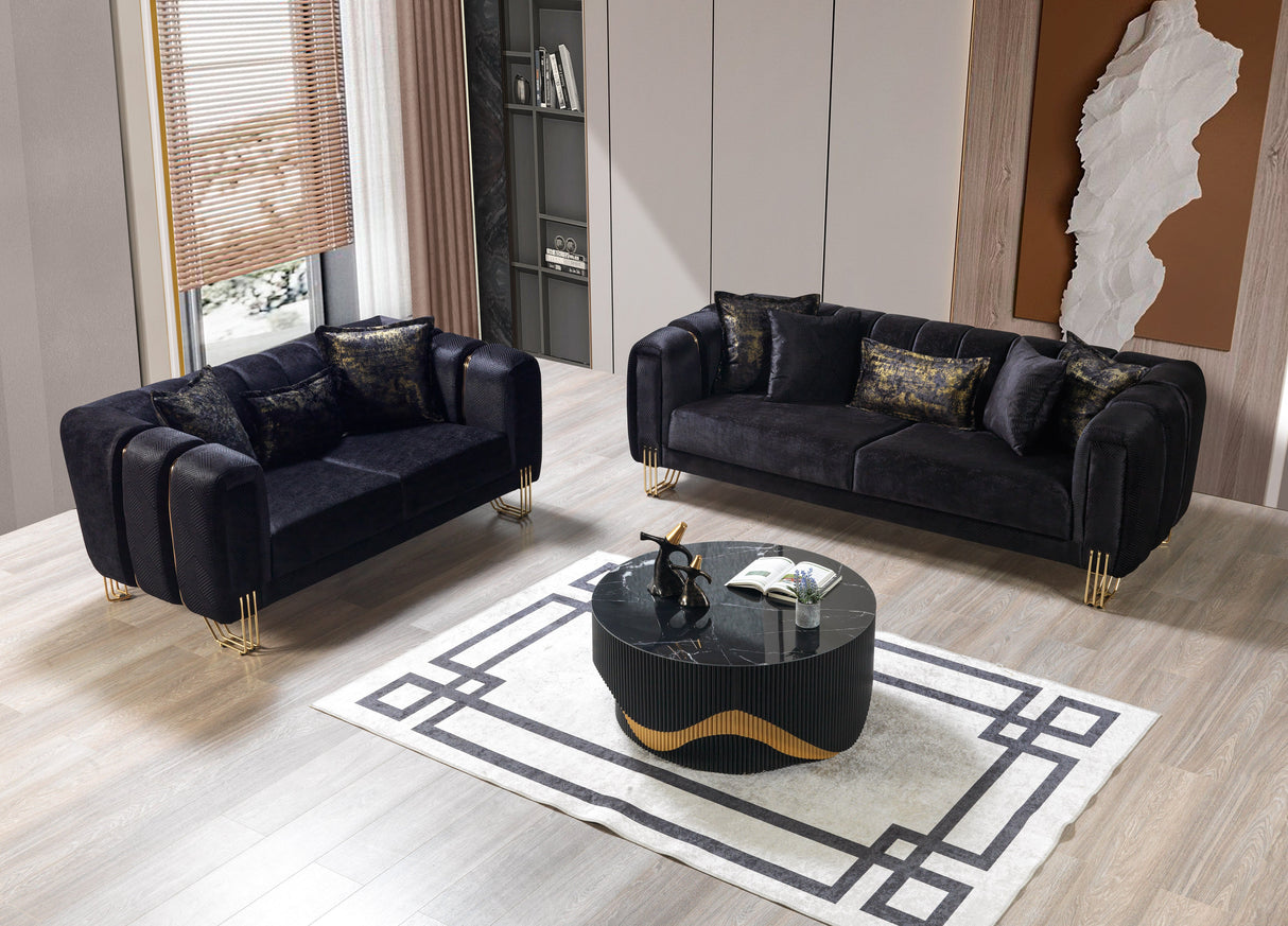 Santana Black Velvet Sofa & Loveseat  [ETA: 5/16] - SANTANABLACK-SL