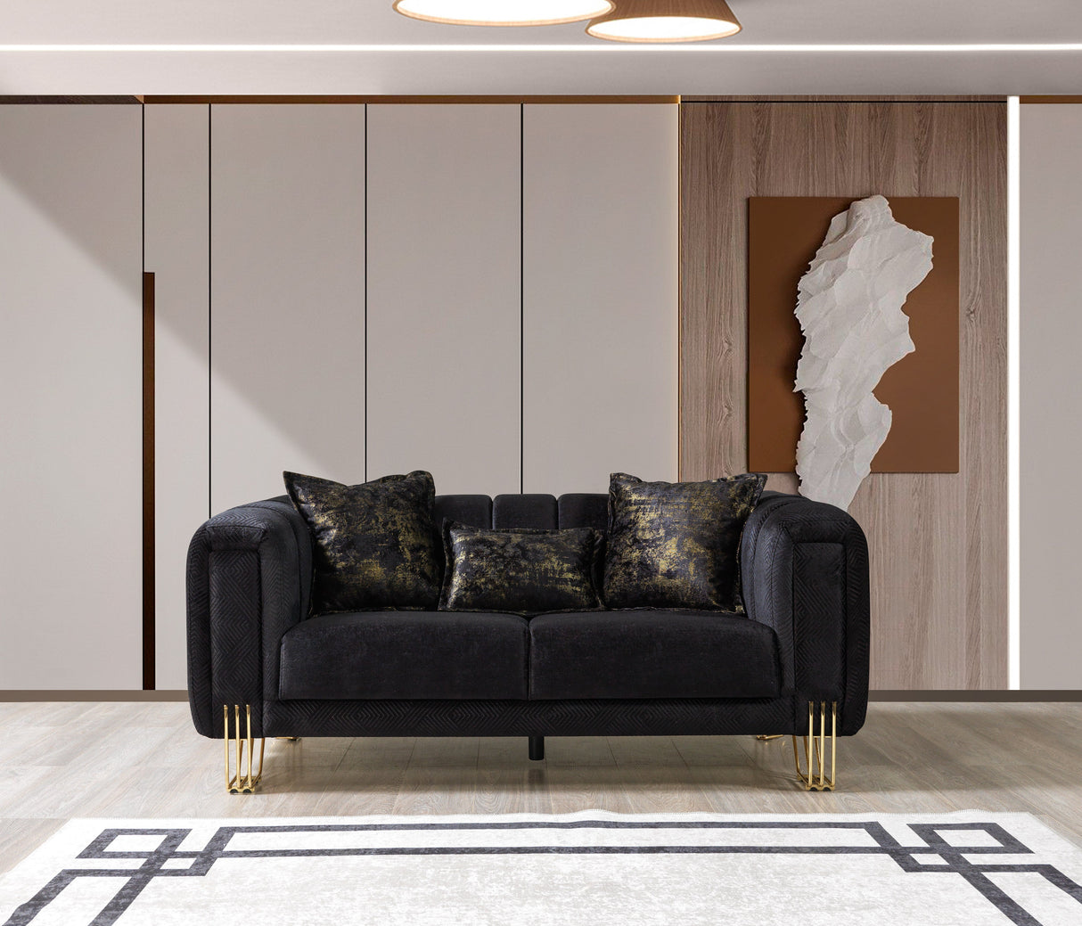 Santana Black Velvet Sofa & Loveseat  [ETA: 5/16] - SANTANABLACK-SL