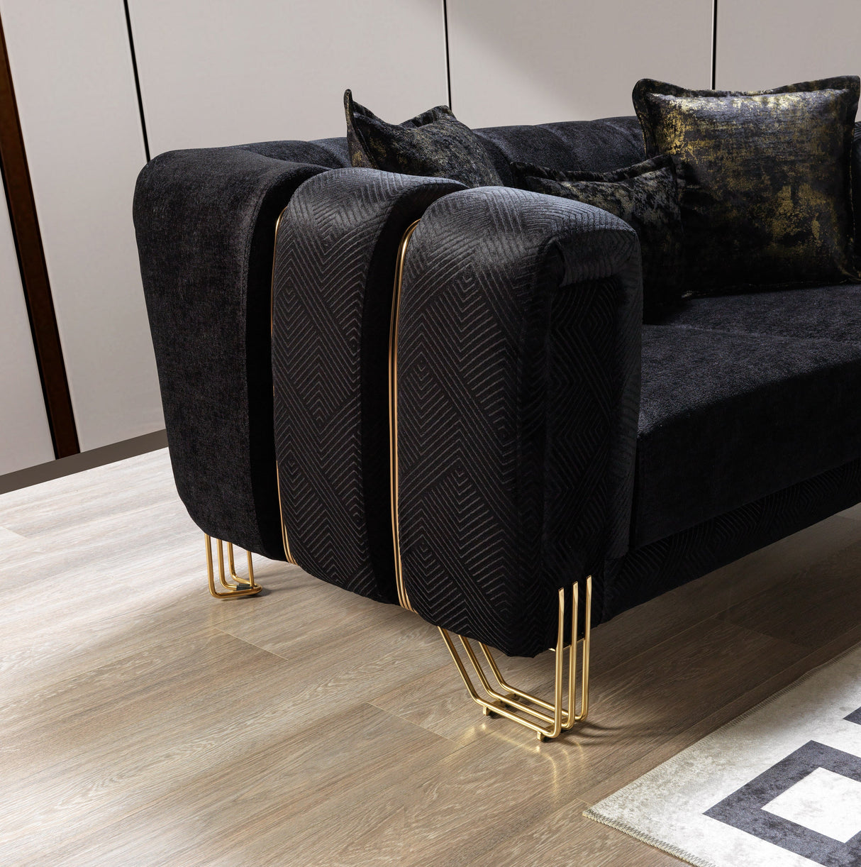 Santana Black Velvet Sofa & Loveseat  [ETA: 5/16] - SANTANABLACK-SL