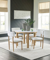 Sawdyn Dining Table and 4 Chairs in Light Brown - PKG019470