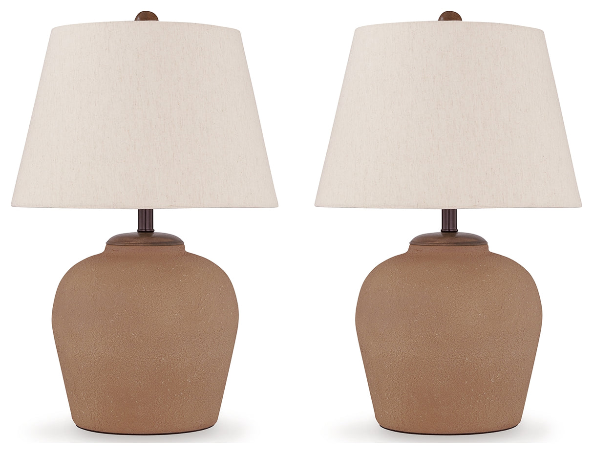 Scantor 2-Piece Table Lamp Set in Rust - PKG016437