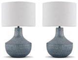 Schylarmont 2-Piece Table Lamp Set in Antique Gray/White - PKG019346