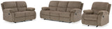 Scranto Sofa, Loveseat and Recliner in Oak - PKG015500