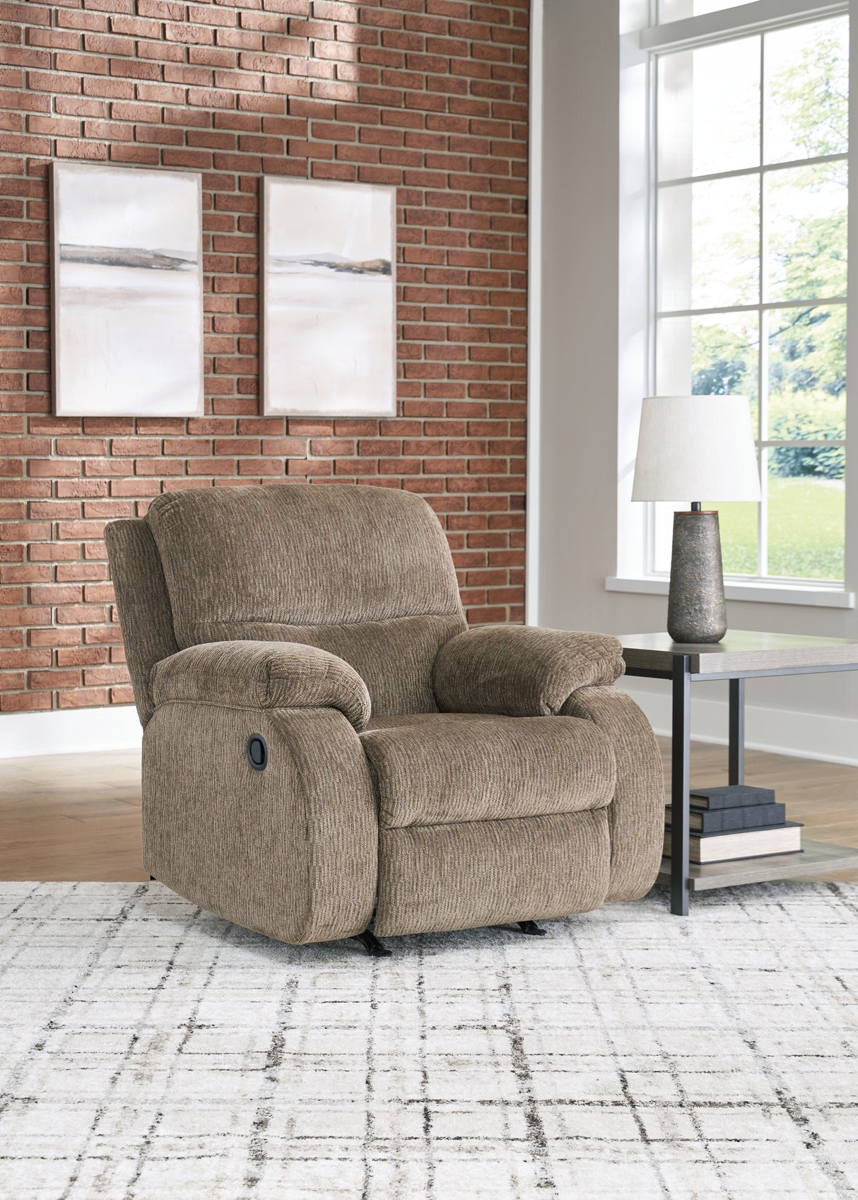 Scranto Sofa, Loveseat and Recliner in Oak - PKG015500