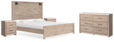 Senniberg King Panel Bed with Dresser and 2 Nightstands in Light Brown/White - PKG019162