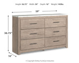 Senniberg King Panel Bed with Dresser and 2 Nightstands in Light Brown/White - PKG019162