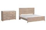 Senniberg King Panel Bed with Dresser in Light Brown/White - PKG009388