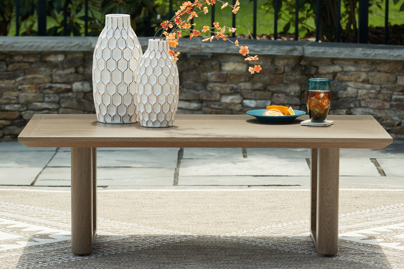 Serene Bay Dark Brown Outdoor Coffee Table from Ashley - Luna Furniture