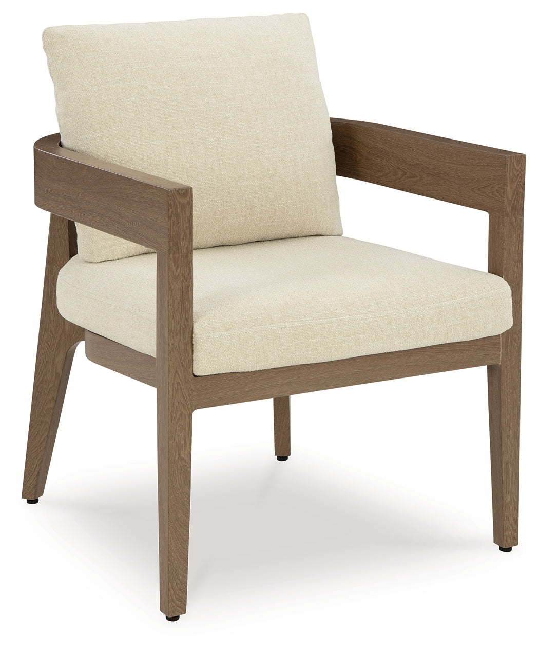 Serene Bay Dark Brown/White Outdoor Dining Arm Chair with Cushion - P671-601A