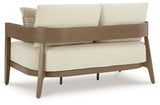 Serene Bay Dark Brown/White Outdoor Loveseat with Cushion - P671-835