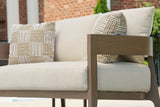 Serene Bay Dark Brown/White Outdoor Loveseat with Cushion - P671-835