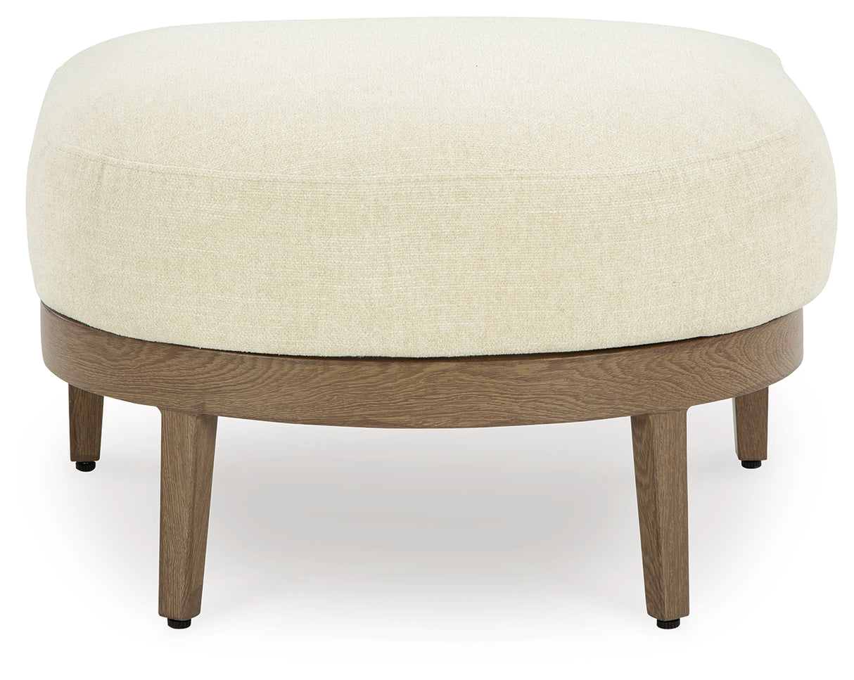 Serene Bay Dark Brown/White Outdoor Ottoman with Cushion - P671-814