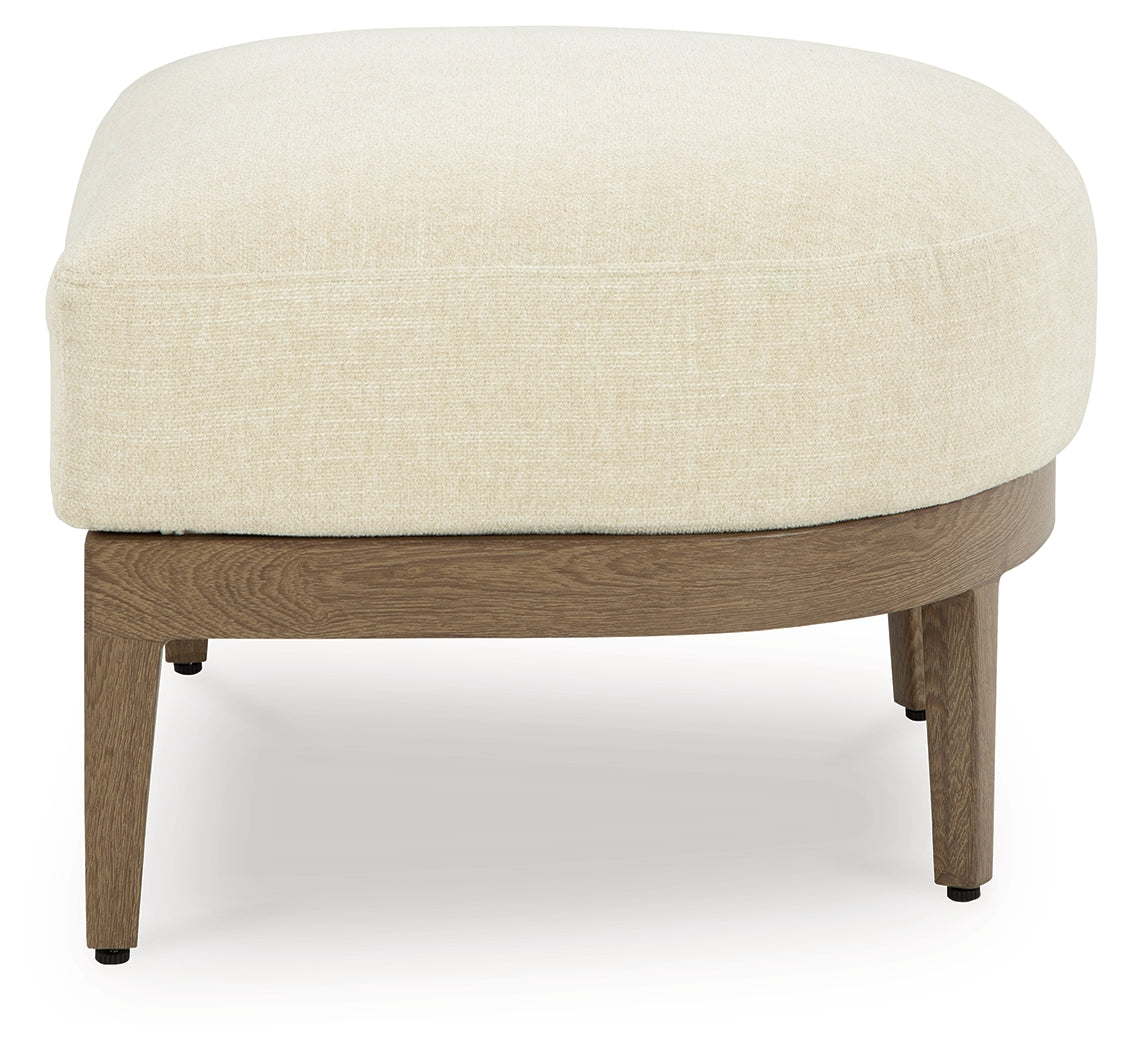 Serene Bay Dark Brown/White Outdoor Ottoman with Cushion - P671-814