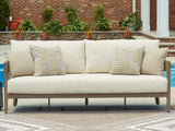 Serene Bay Dark Brown/White Outdoor Sofa with Cushion - P671-838