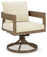 Serene Bay Dark Brown/White Outdoor Swivel Dining Chair with Cushion - P671-602A