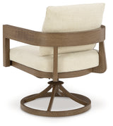 Serene Bay Dark Brown/White Outdoor Swivel Dining Chair with Cushion - P671-602A