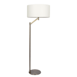 Serene Brushed Nickel Floor Lamp with Rotary Switch Metal Base White Linen Shade - FLL03701701