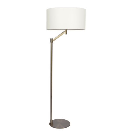 Serene Brushed Nickel Floor Lamp with Rotary Switch Metal Base White Linen Shade - FLL03701701