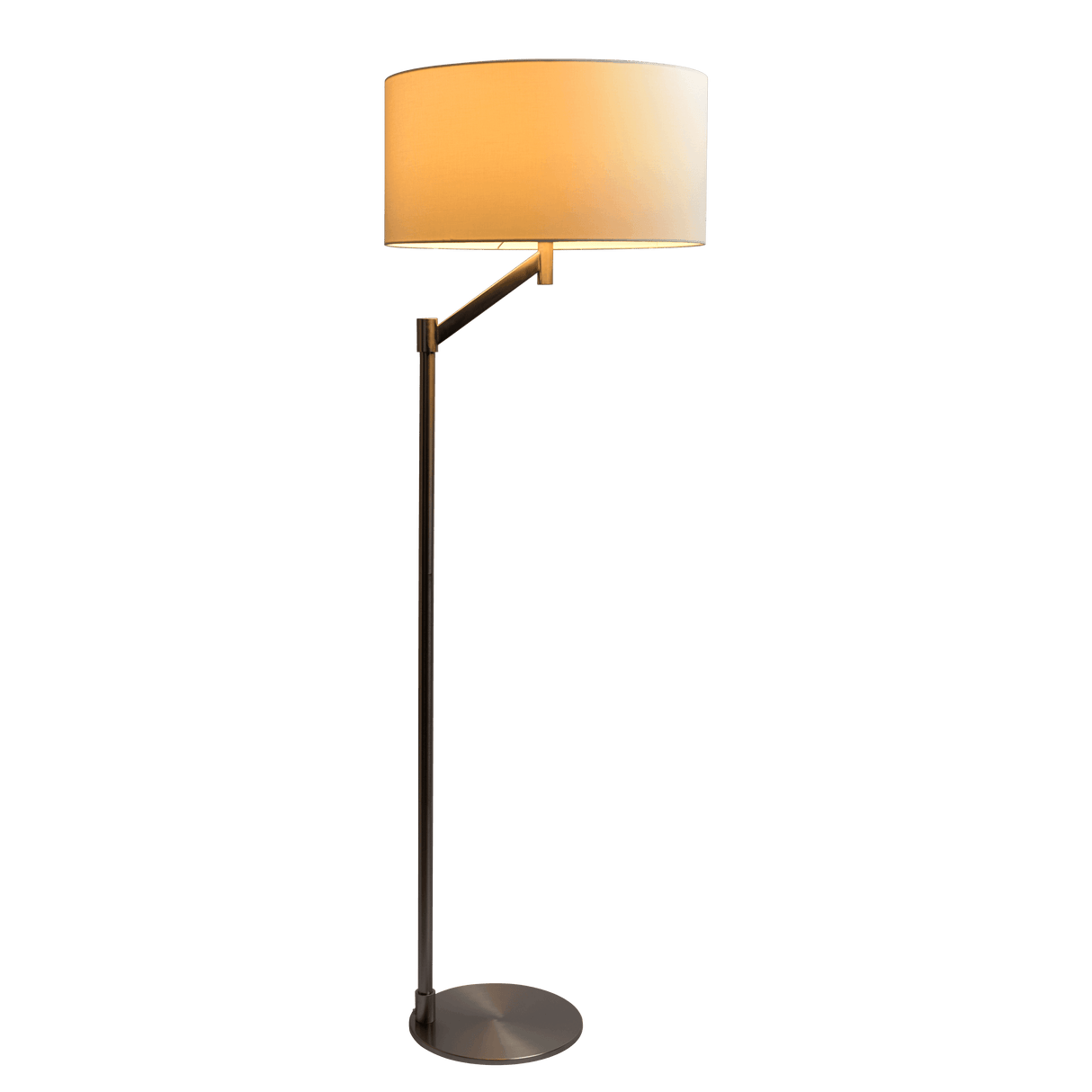 Serene Brushed Nickel Floor Lamp with Rotary Switch Metal Base White Linen Shade - FLL03701701