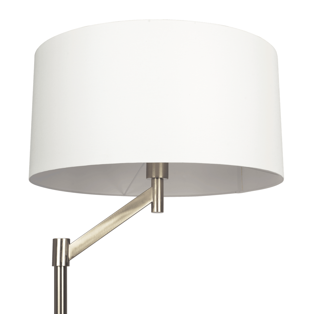 Serene Brushed Nickel Floor Lamp with Rotary Switch Metal Base White Linen Shade - FLL03701701