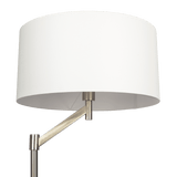 Serene Brushed Nickel Floor Lamp with Rotary Switch Metal Base White Linen Shade - FLL03701701