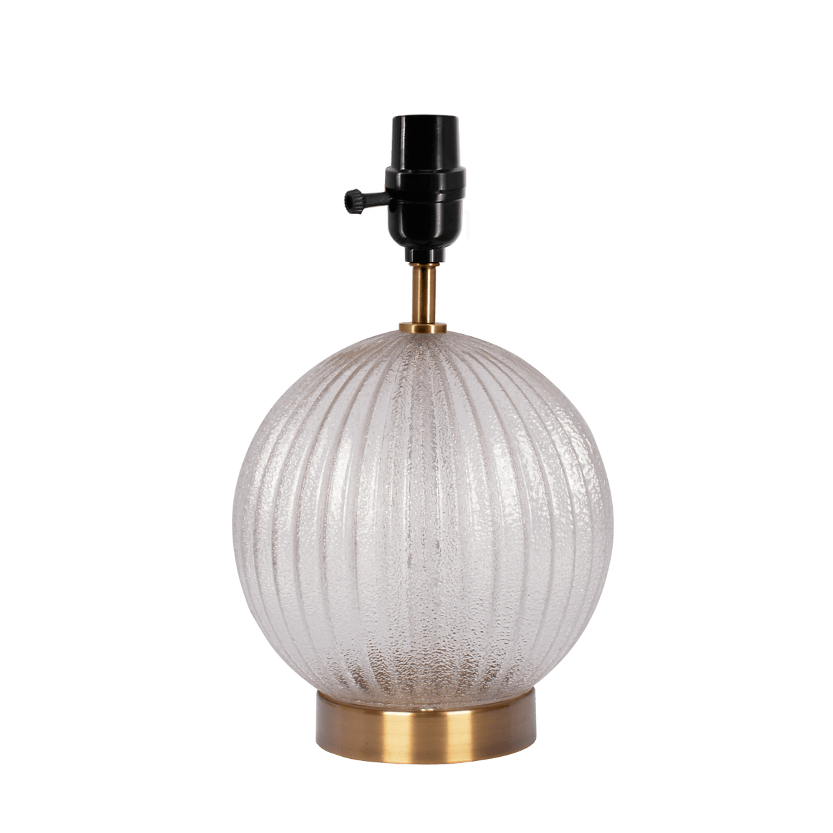 Serenity Round Ribbed Glass Lamp Base Clear Table Lamp Large Linen Shade - TBL03701101