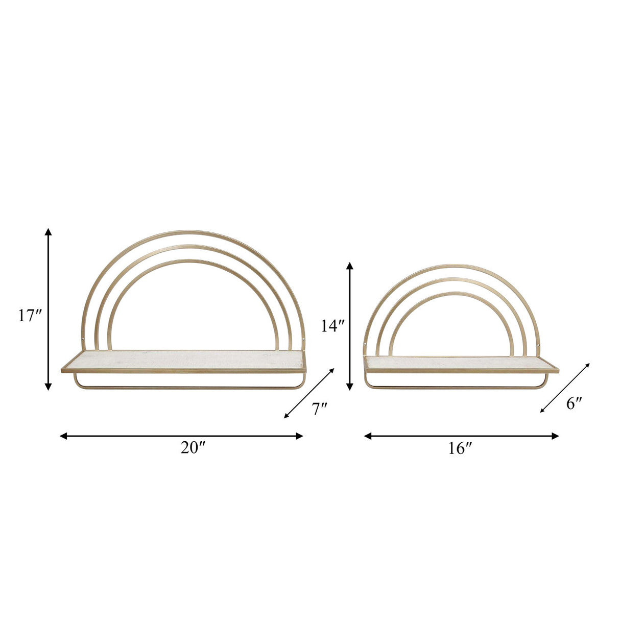 Set/2 Wood/metal Rainbow Style Sheves, Wht/gld from Sagebrook Home - Luna Furniture