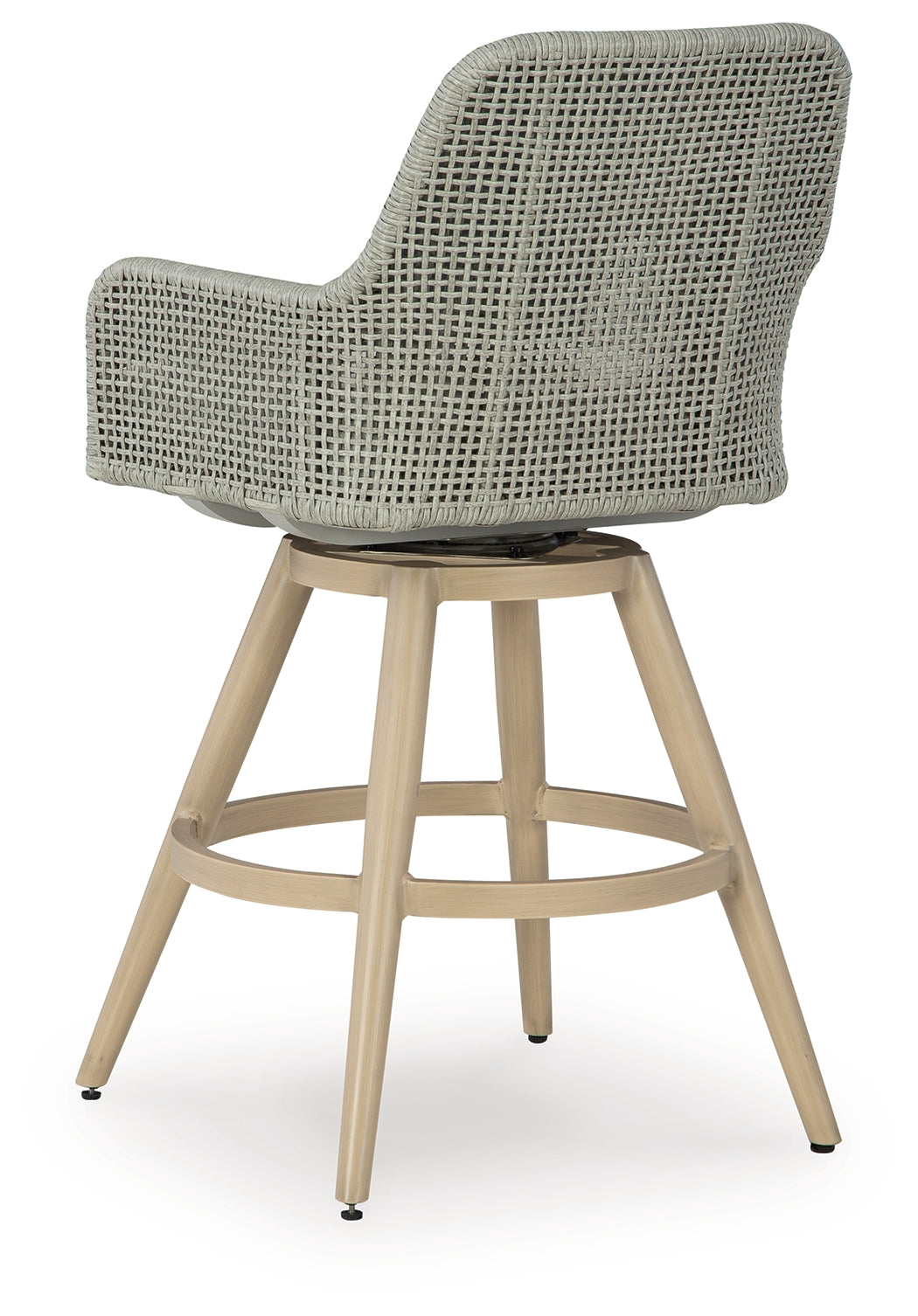 Seton Creek Beige/Gray Outdoor Bar Height Barstool with Cushion (Set of 2) - P798-130