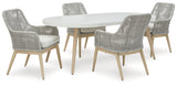 Seton Creek Outdoor Dining Table and 4 Chairs in White - PKG016266