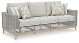 Seton Creek Outdoor Sofa and 2 Chairs with Coffee Table in Gray - PKG016267