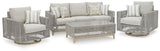 Seton Creek Outdoor Sofa and 2 Chairs with Coffee Table in Gray - PKG016267