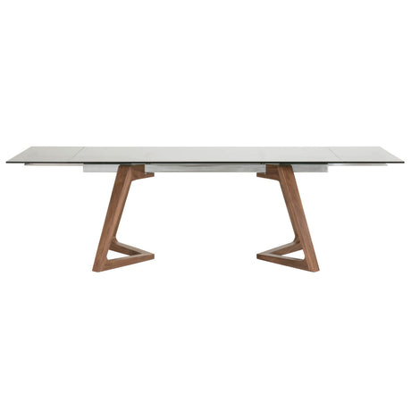 Axel Extension Dining Table in Walnut, Chrome, Smoke Gray Glass - 1602-DT.WAL/SGRY